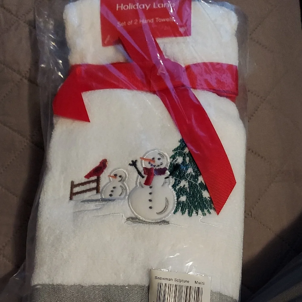 Macy's Holiday Lanne Snowman Hand Towels Set Of 2